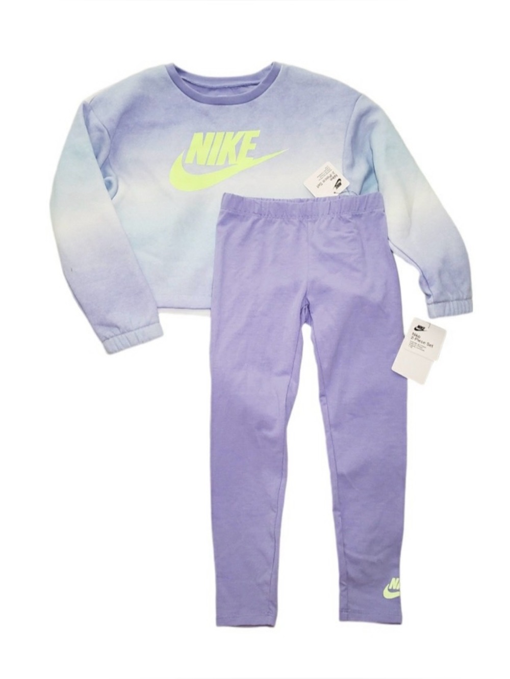 NWT Nike Girls Size 6X 2 Piece Cropped Sweatshirt & Leggings Matching Set